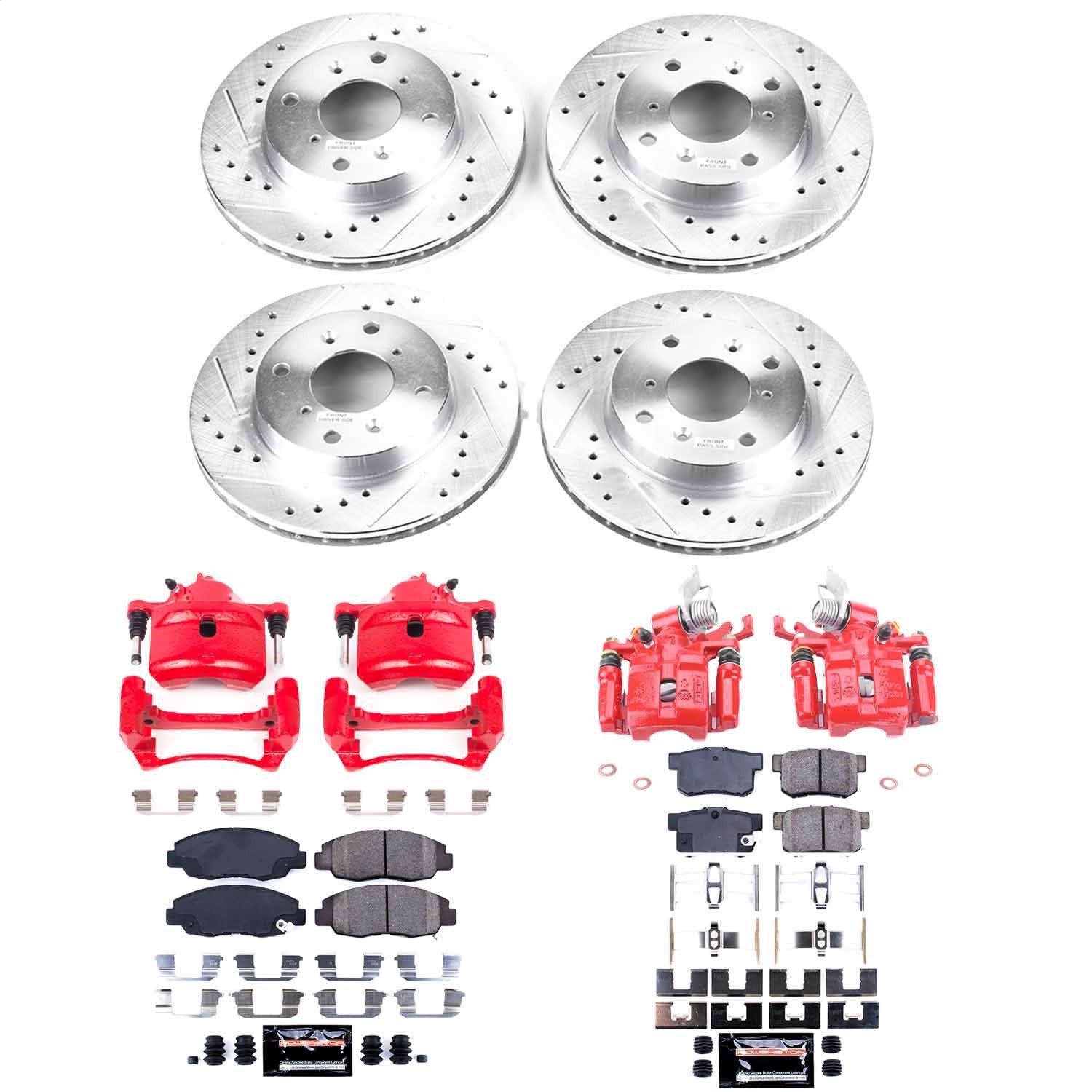 PowerStop Front & Rear Z23 Evolution Sport Brake Kit w/ Calipers | Honda Accord 1998–2002 (KC1240B)