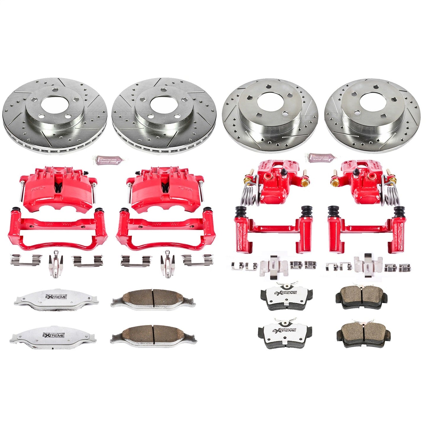PowerStop Front & Rear Z26 Street Warrior Brake Kit w/ Calipers | Ford Mustang (2003–2004) (KC1302A-26)
