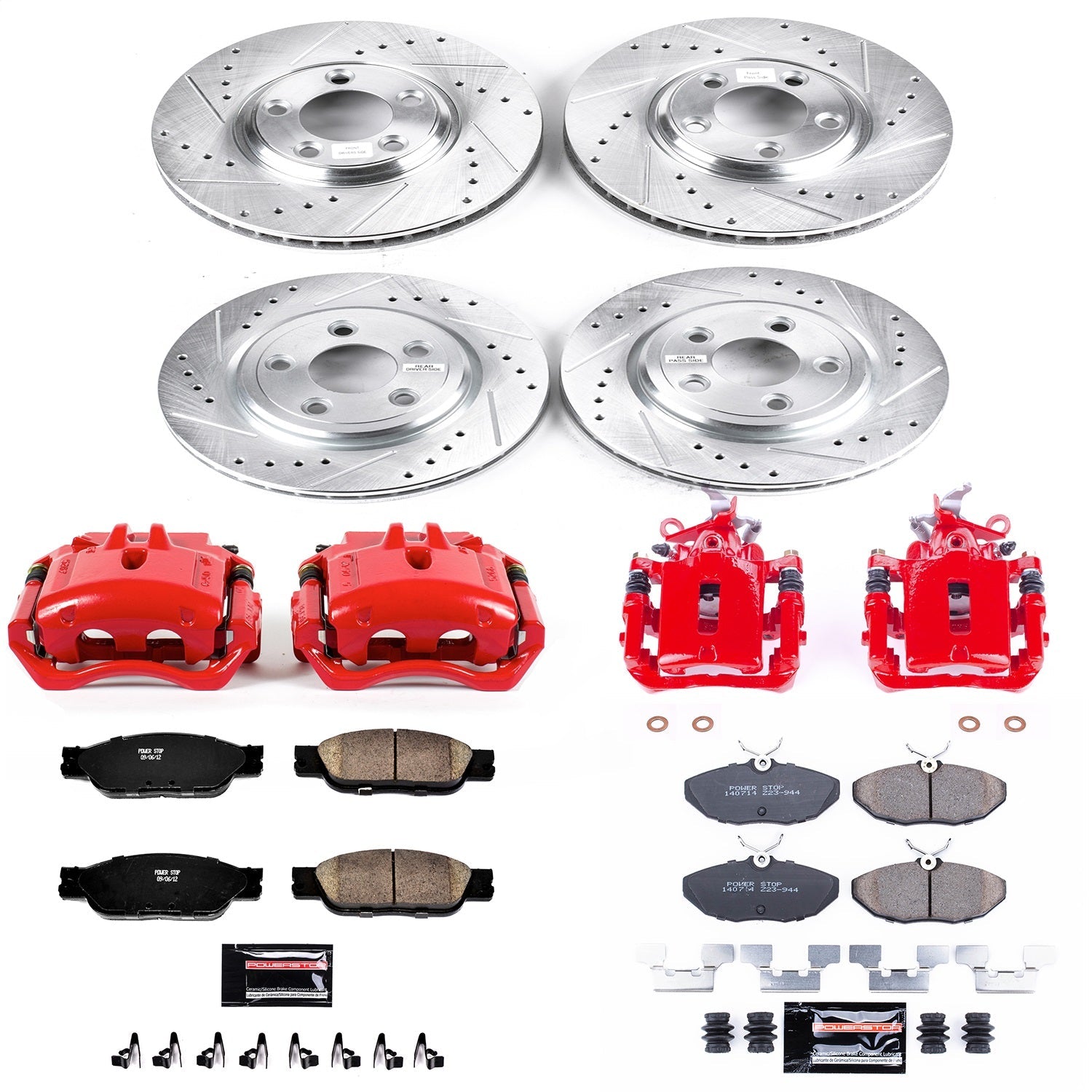 PowerStop Front & Rear Z23 Evolution Sport Brake Kit w/ Calipers | Jaguar S-Type (2003–2004) (KC1355)
