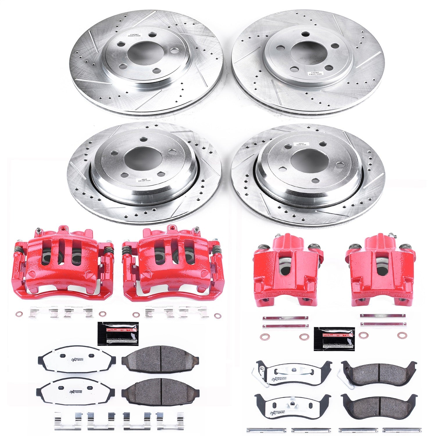 PowerStop Front and Rear Z26 Street Kit w/ Calipers | Mercury Marauder (2003–2004) (KC1365-26)