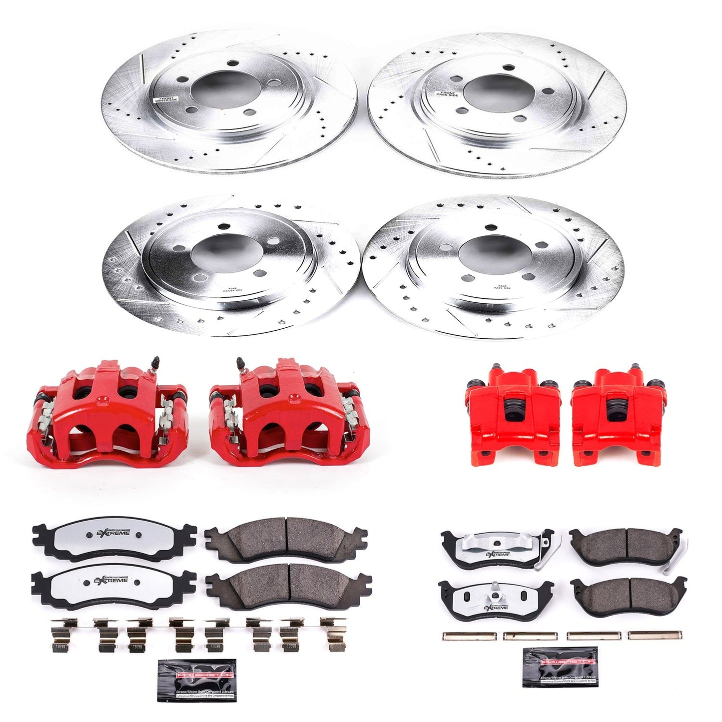 PowerStop Front and Rear Z36 Truck & Tow Kit w/ Calipers | Mercury Mountaineer (2007–2010) (KC1443-36)