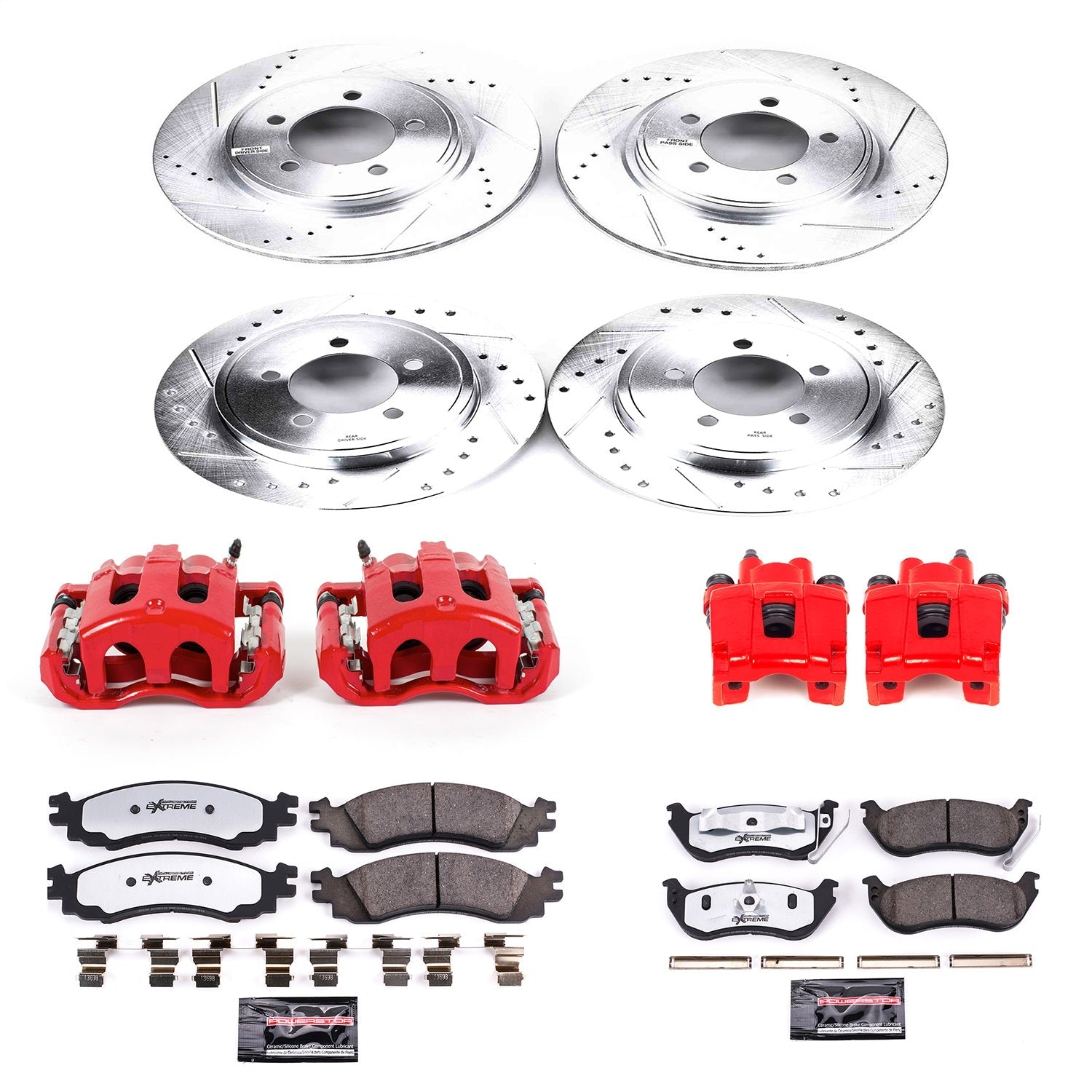 PowerStop Front and Rear Z36 Truck & Tow Kit w/ Calipers | Mercury Mountaineer (2007–2010) (KC1443-36)