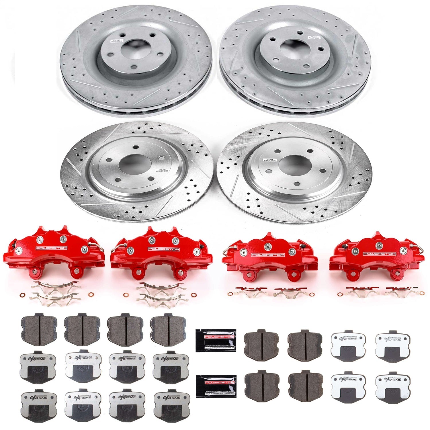 PowerStop Front and Rear Z26 Street Kit w/ Calipers | Chevrolet Corvette 2006–2013 (KC1445-26)