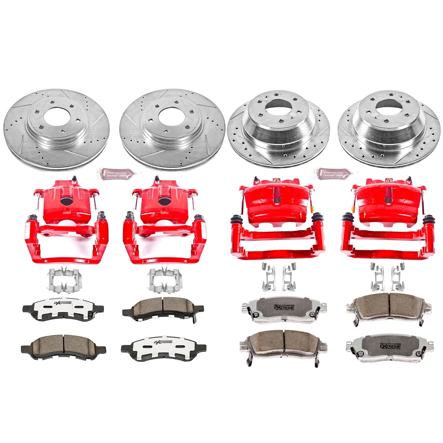 PowerStop Front & Rear Z26 Street Kit w/ Calipers | Chevrolet Trailblazer (2006–2009) (KC1454-26)