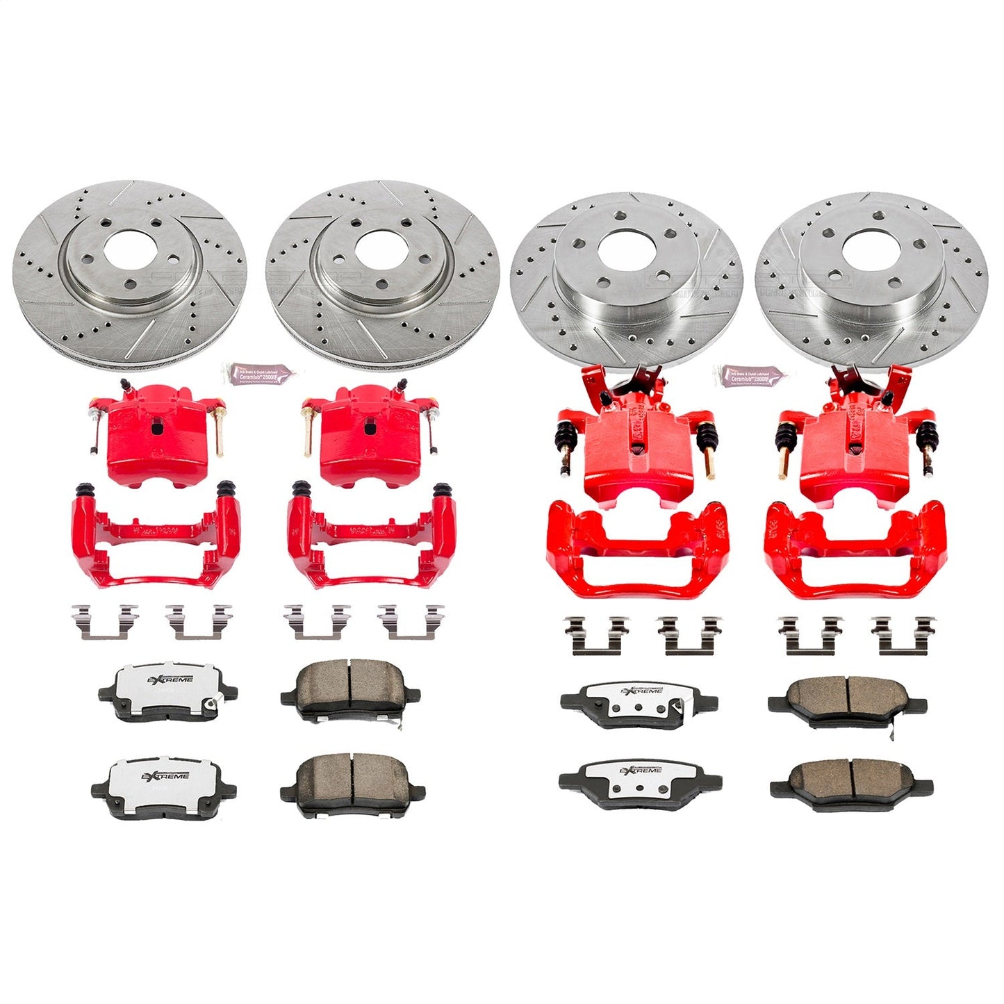 PowerStop Front & Rear Z26 Street Warrior Brake Kit w/ Calipers | Chevrolet Malibu (2004–2008) (KC1612A-26)