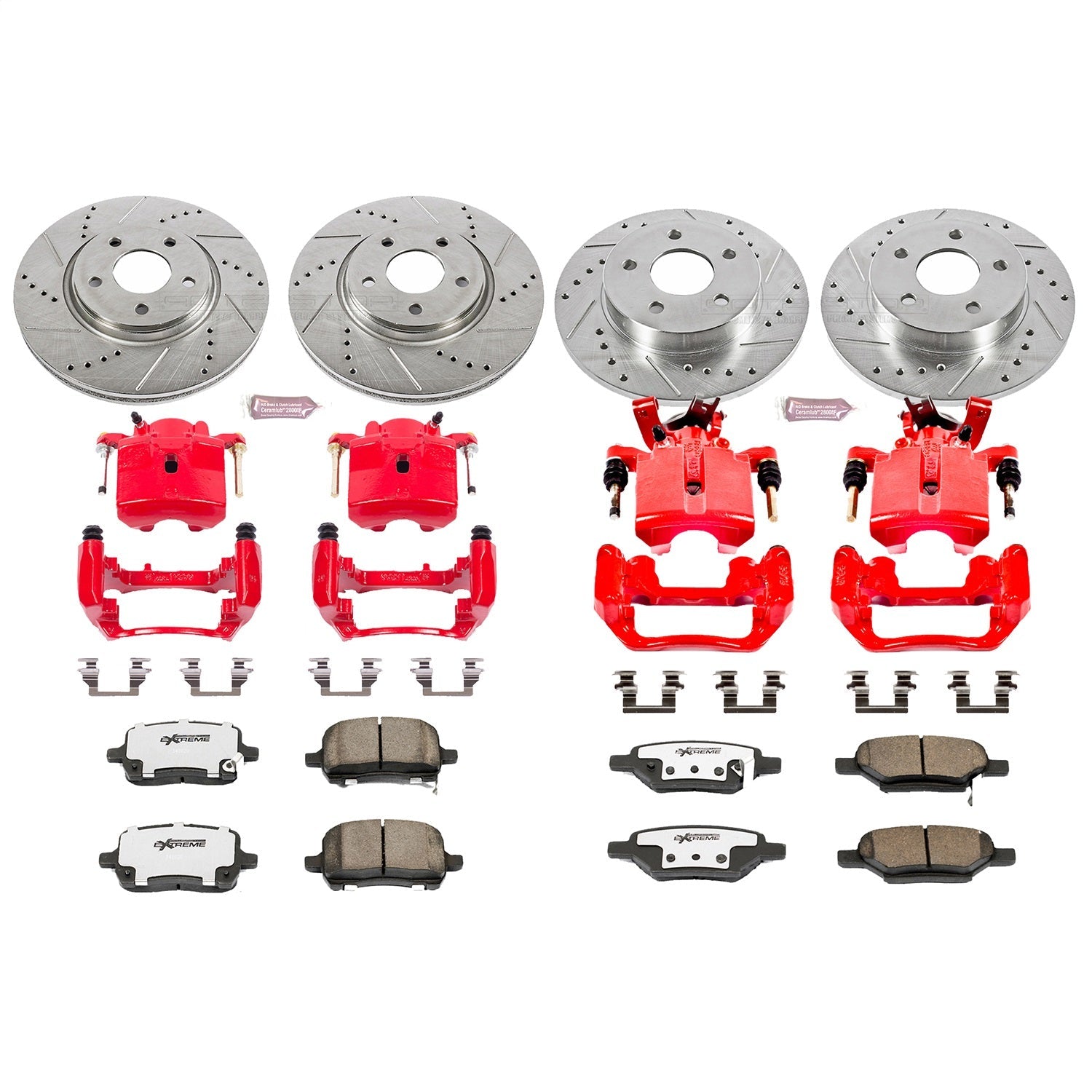 PowerStop Front & Rear Z26 Street Warrior Brake Kit w/ Calipers | Chevrolet Malibu (2004–2008) (KC1612A-26)