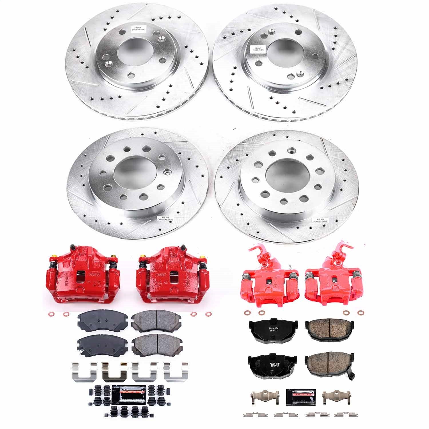 PowerStop Front & Rear Z23 Evolution Sport Brake Kit w/ Calipers | Hyundai Tiburon (2003) (KC166)
