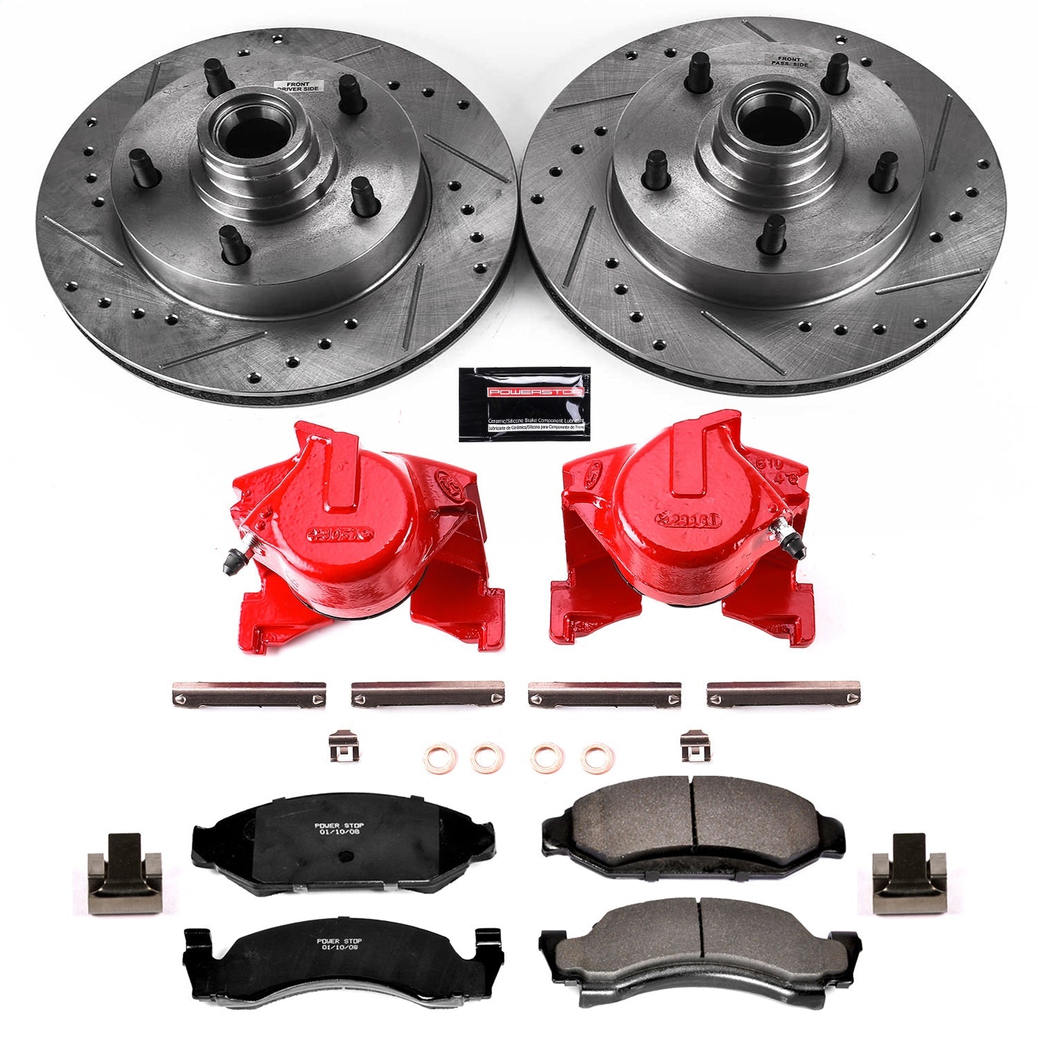 PowerStop Front Z23 Evolution Sport Brake Kit w/ Calipers | Ford E-150 Econoline (1987–1993) (KC1766)