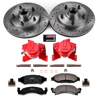PowerStop Front Z23 Evolution Sport Brake Kit w/ Calipers | Ford E-150 Econoline (1987–1993) (KC1766)