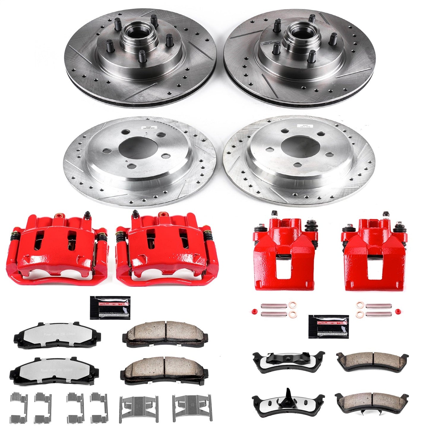 PowerStop Front and Rear Z36 Truck & Tow Kit w/ Calipers | Mercury Mountaineer (1997–2001) (KC1855-36)