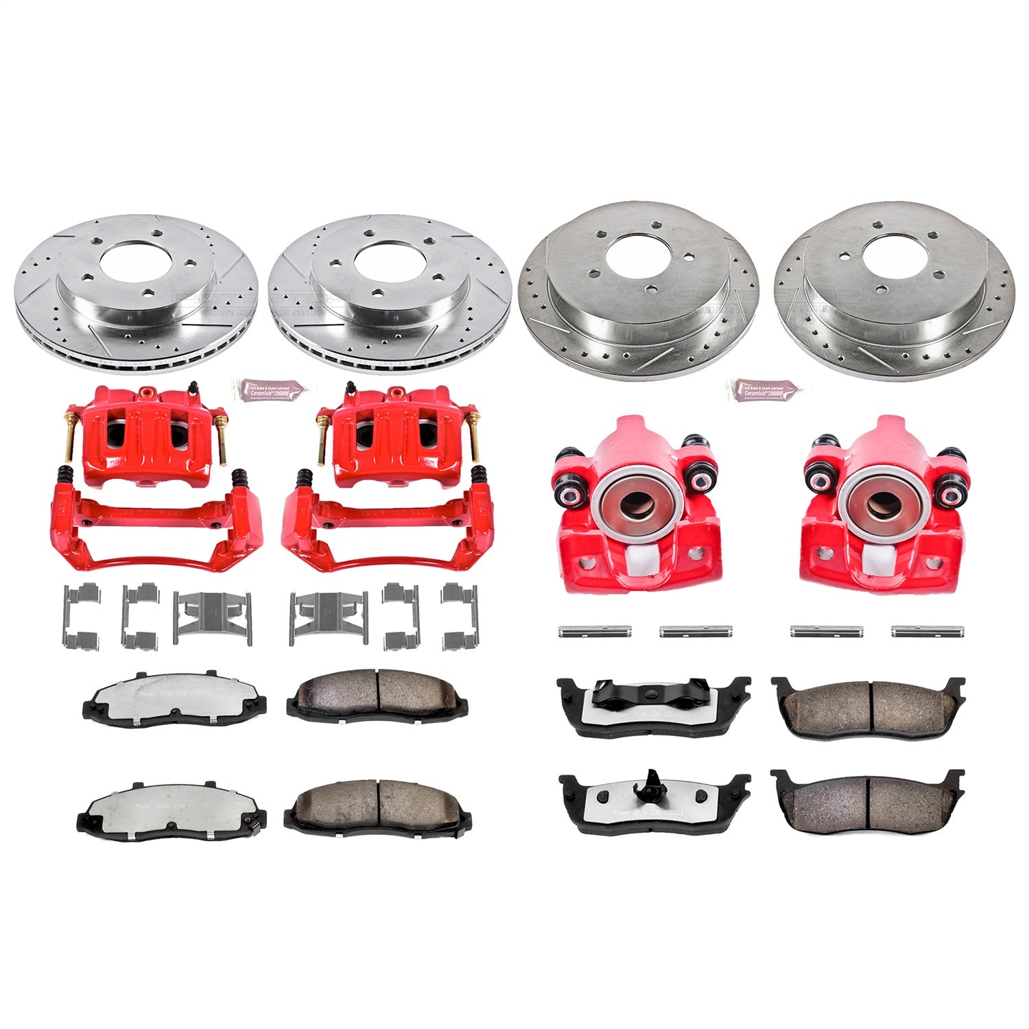 PowerStop Front & Rear Z36 Truck & Tow Brake Kit w/ Calipers | Ford F-150 (1999–2000) (KC1867-36)