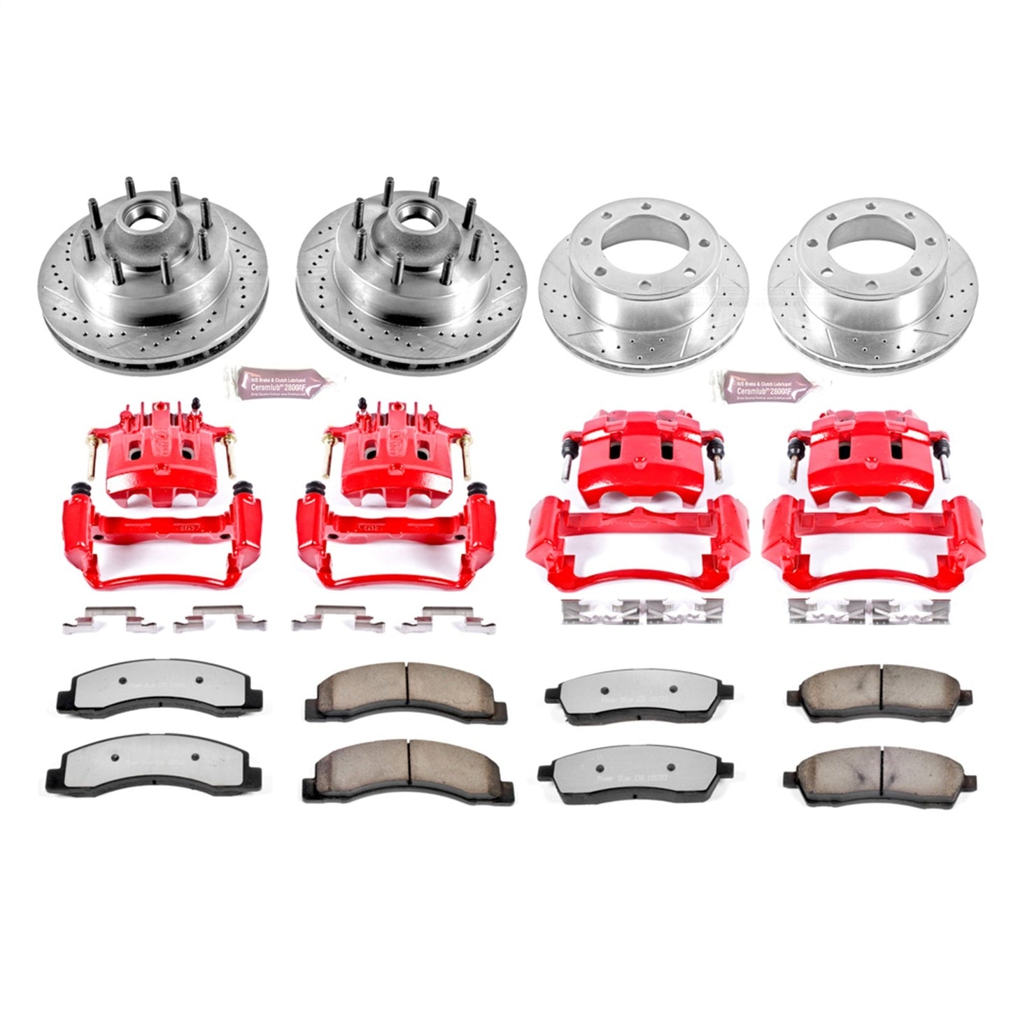PowerStop Front & Rear Z36 Truck & Tow Kit w/ Calipers | Ford F-250 Super Duty (2000–2001) (KC1892A-36)