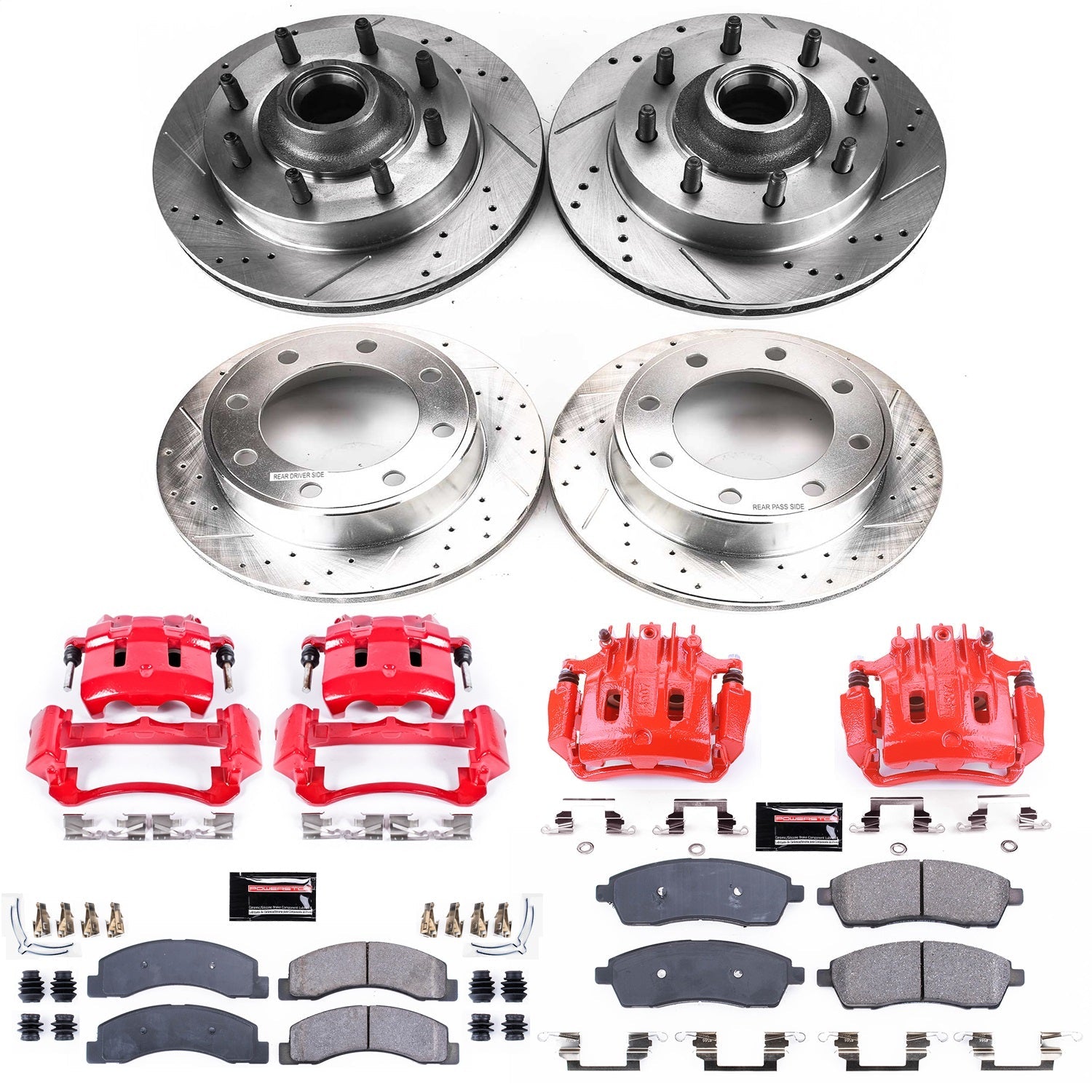 PowerStop Front & Rear Z23 Evolution Kit w/ Calipers | Ford Excursion (2000–2002) (KC1894A)