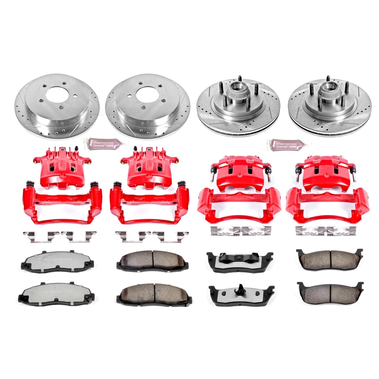 PowerStop Front and Rear Z36 Truck & Tow Kit w/ Calipers | Lincoln Blackwood (2002) (KC1915-36)