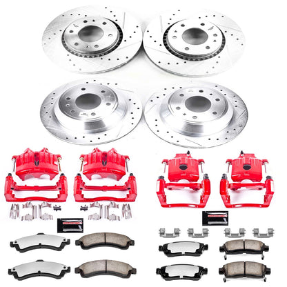 PowerStop Front & Rear Z36 Truck & Tow Brake Kit w/ Calipers | Saab 9-7x (2005) (KC2062A-36)