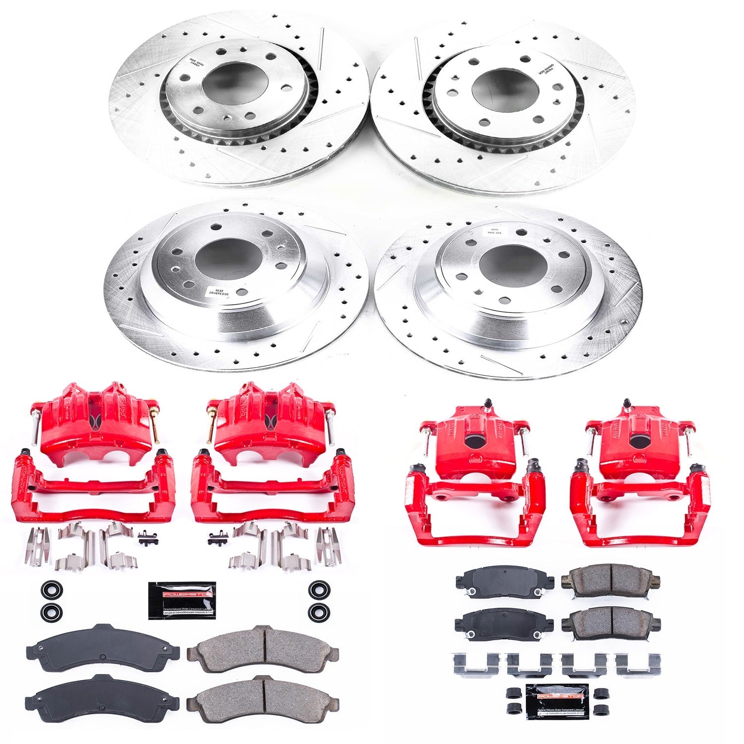 PowerStop Front & Rear Z23 Evolution Sport Brake Kit w/ Calipers | Saab 9-7x (2005) (KC2062A)