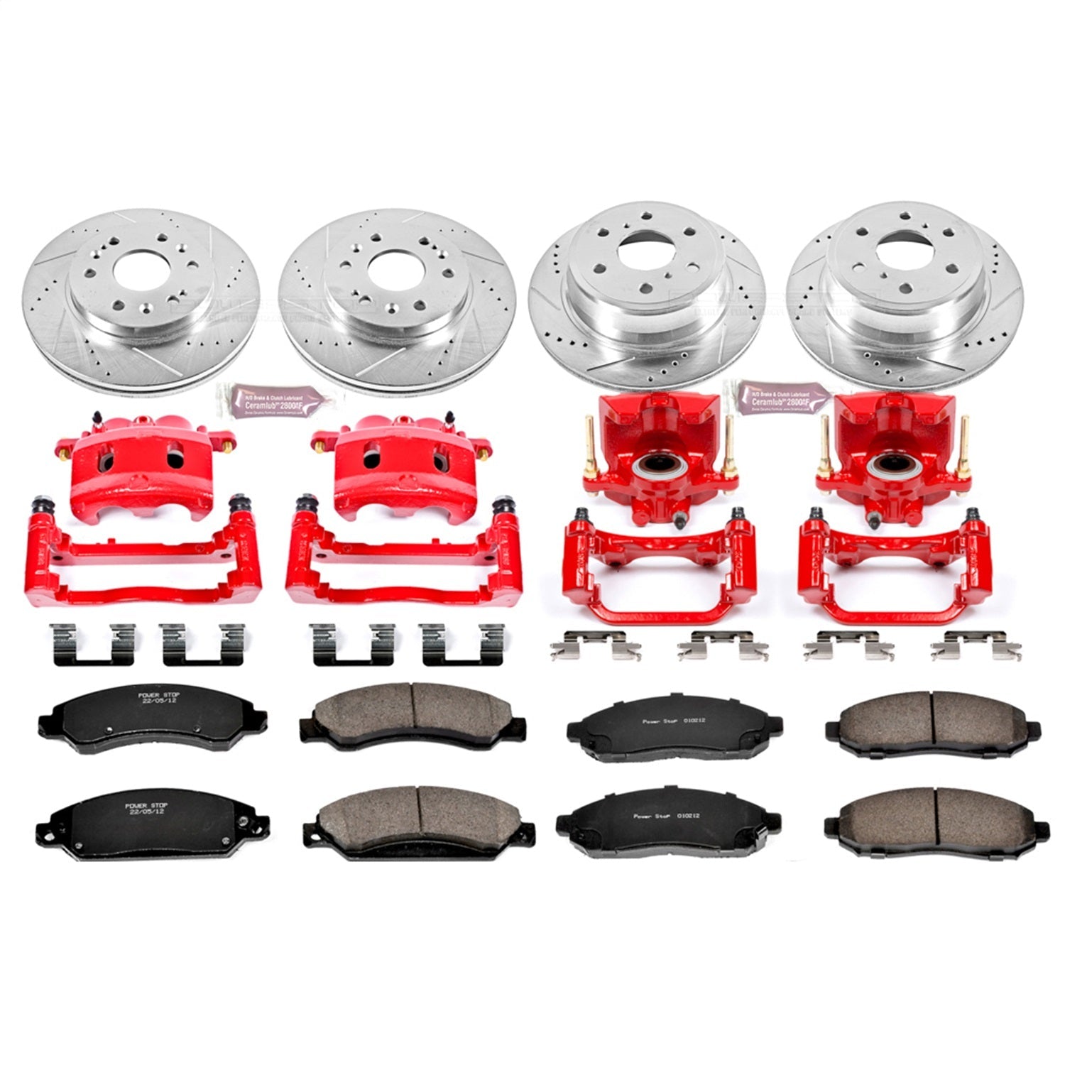 PowerStop Front & Rear Z23 Evolution Sport Brake Kit w/ Calipers | Cadillac Escalade (2007–2008) (KC2068)
