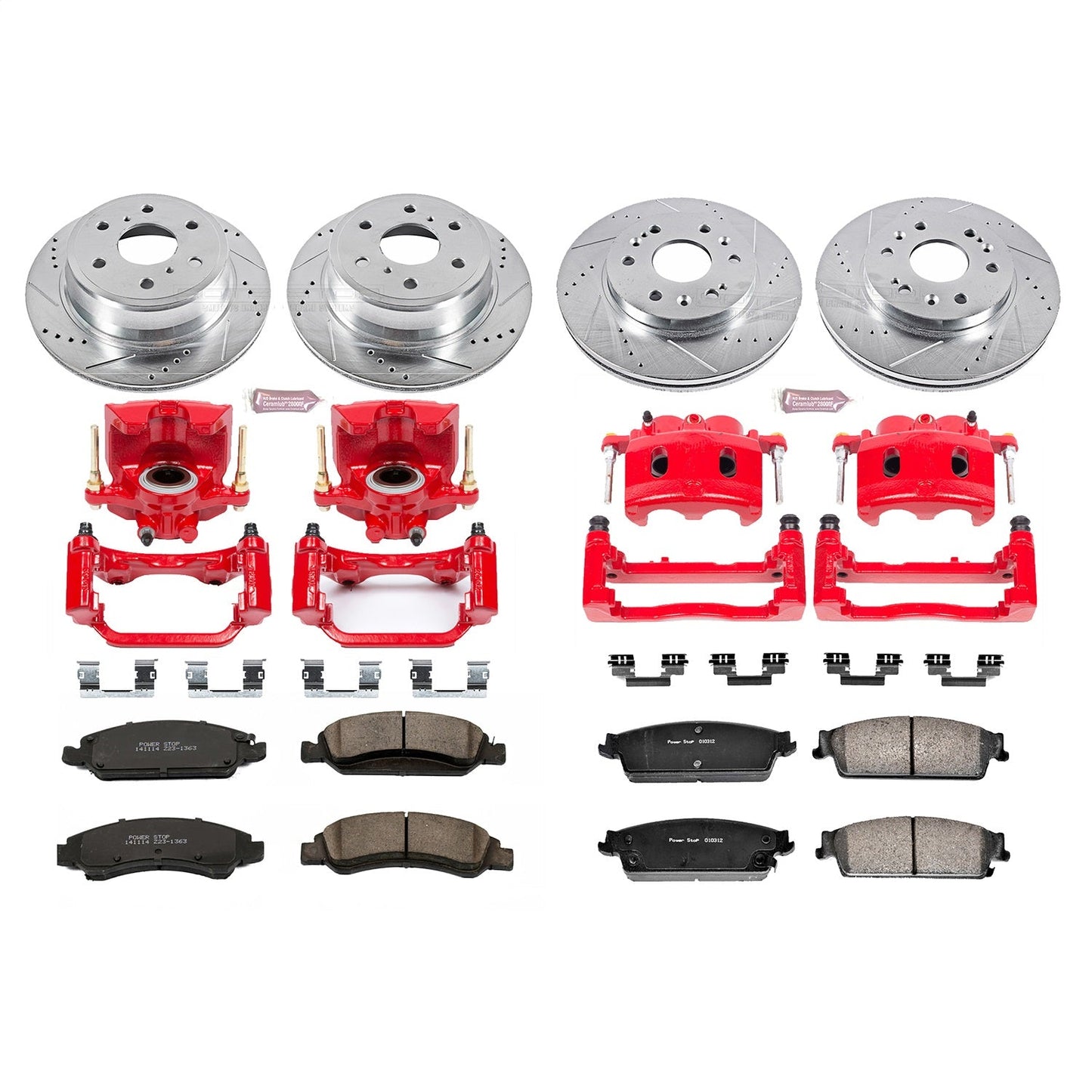 PowerStop Front & Rear Z23 Evolution Sport Brake Kit w/ Calipers | Cadillac Escalade (2008–2014) (KC2070)