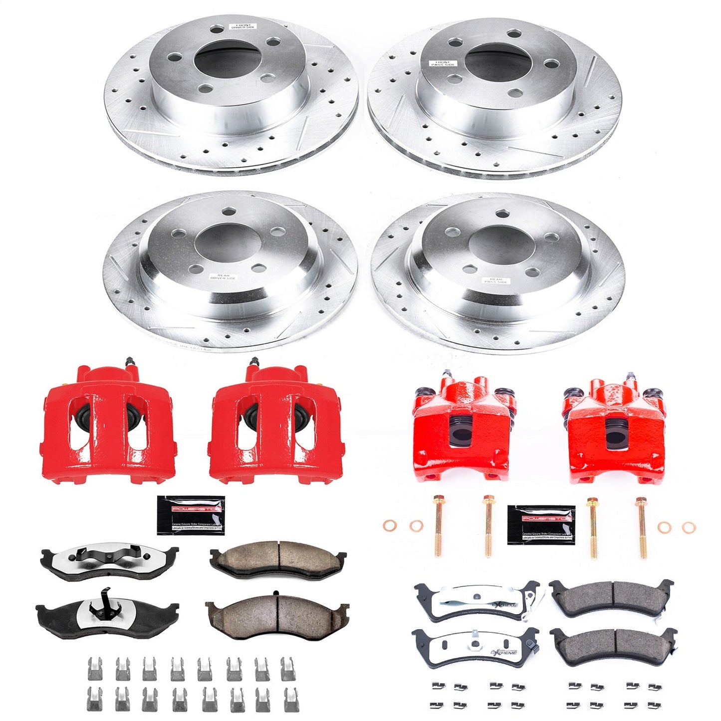 PowerStop Front & Rear Z36 Truck & Tow Brake Kit w/ Calipers | Jeep Grand Cherokee 1995–1998 (KC2121-36)