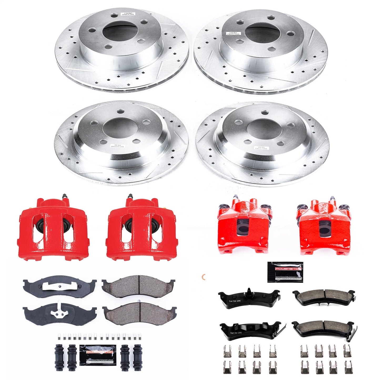 PowerStop Front & Rear Z23 Evolution Sport Brake Kit w/ Calipers | Jeep Grand Cherokee 1995–1998 (KC2121)