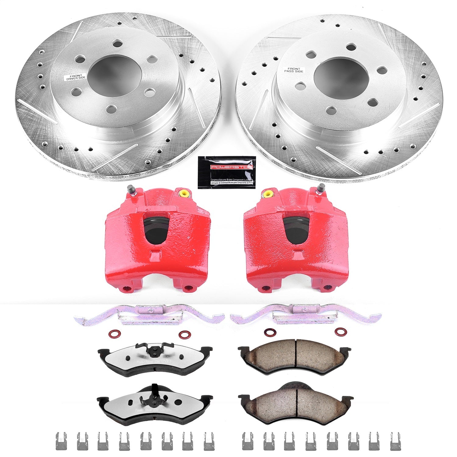 PowerStop Front Z36 Truck & Tow Brake Kit w/ Calipers | Dodge Dakota (2000–2002) (KC2139-36)
