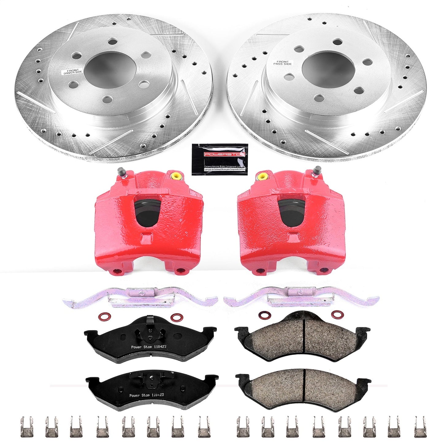 PowerStop Front Z23 Evolution Sport Brake Kit w/ Calipers | Dodge Dakota (2000–2002) (KC2139)