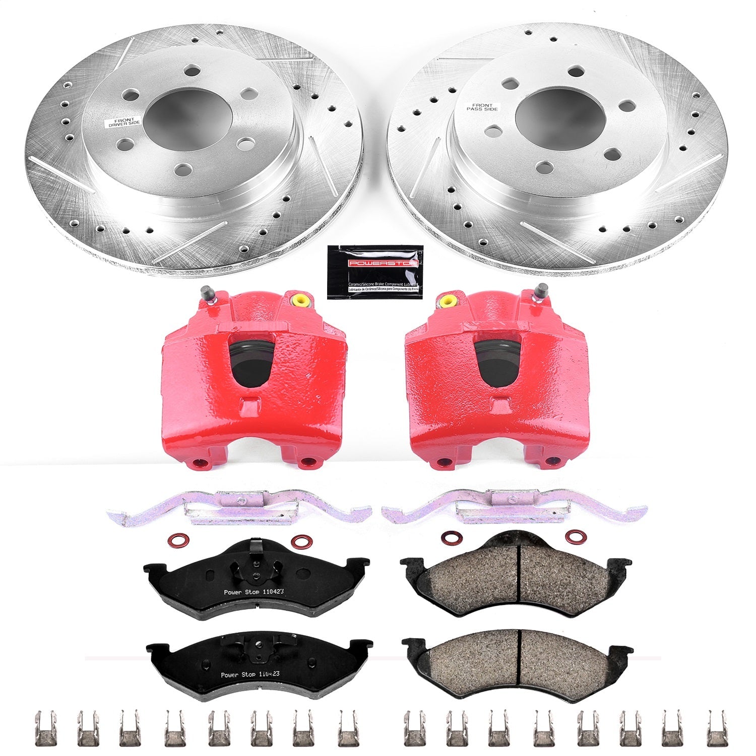 PowerStop Front Z23 Evolution Sport Brake Kit w/ Calipers | Dodge Dakota (2000–2002) (KC2139)
