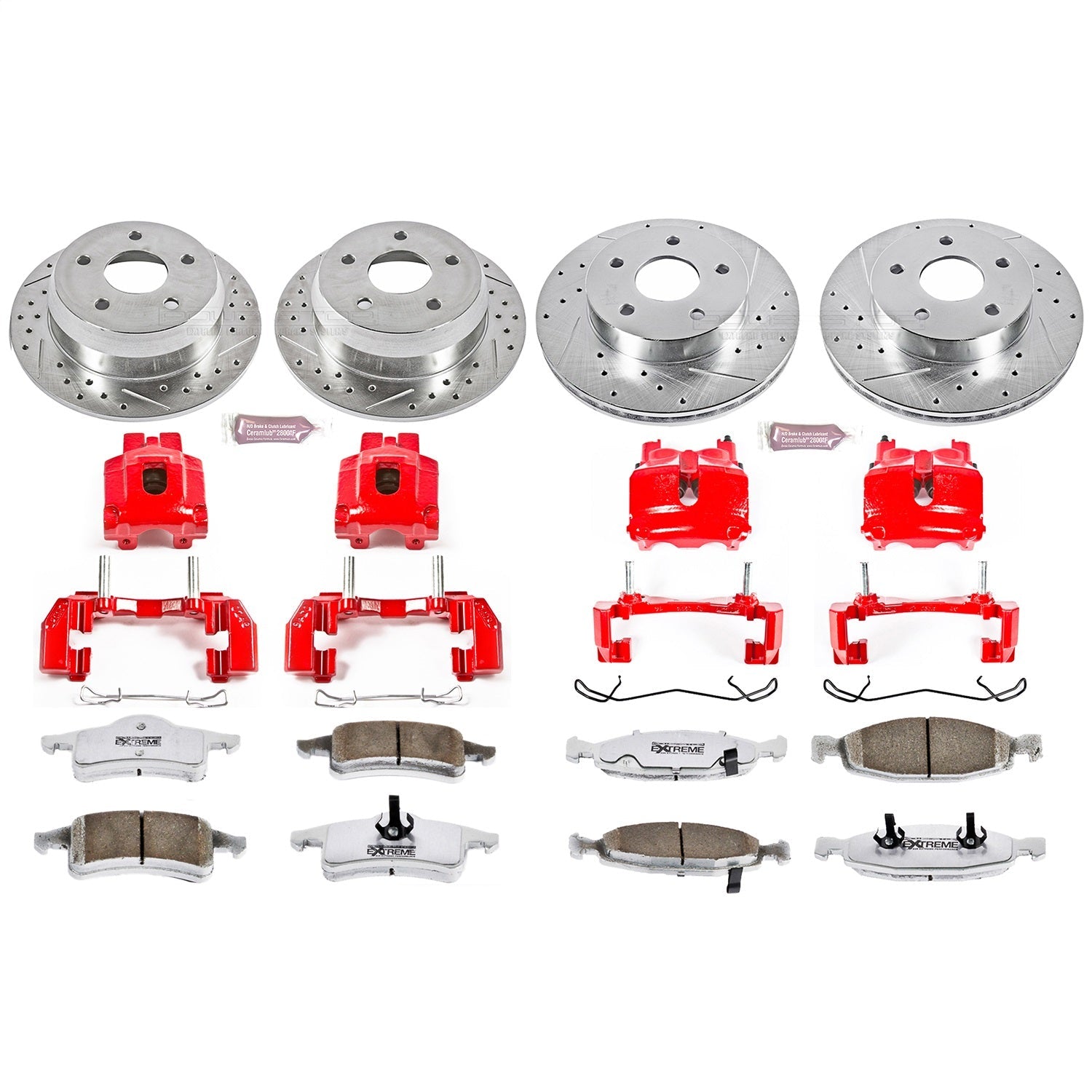 PowerStop Front & Rear Z26 Street Warrior Brake Kit w/ Calipers | Jeep Grand Cherokee 1999–2002 (KC2148-26)