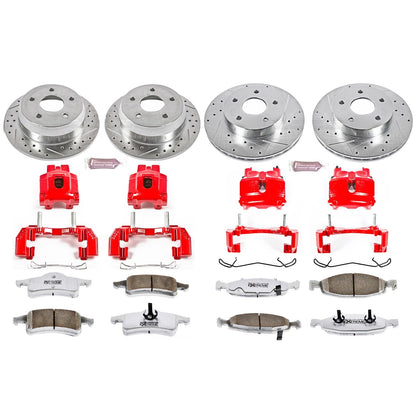 PowerStop Front & Rear Z26 Street Warrior Brake Kit w/ Calipers | Jeep Grand Cherokee 1999–2002 (KC2148-26)