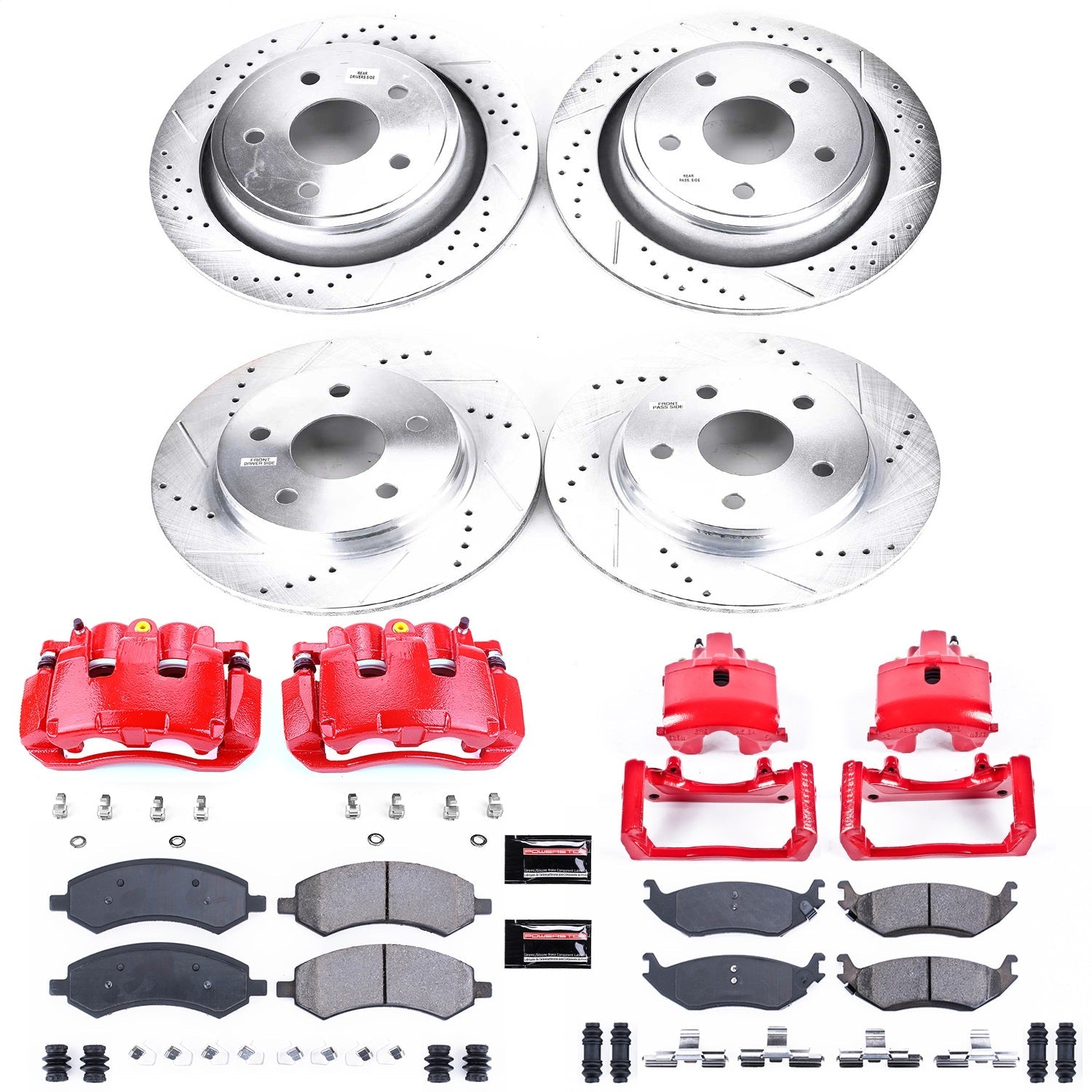 PowerStop Front & Rear Z23 Evolution Sport Brake Kit w/ Calipers | Chrysler Aspen (2007–2009) (KC2164A)