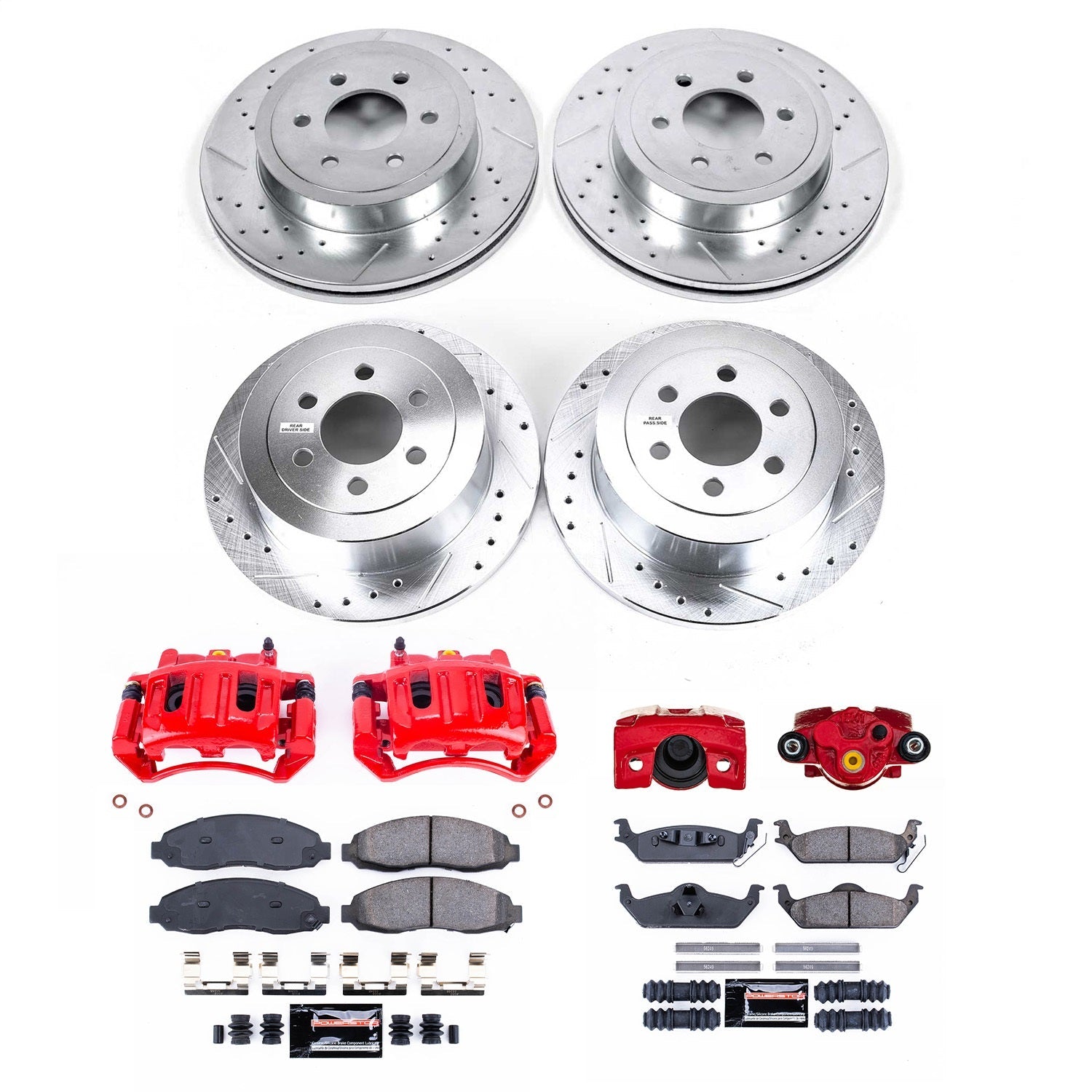 PowerStop Front and Rear Z23 Evolution Kit w/ Calipers | Dodge Dakota (2003–2004) (KC2188)