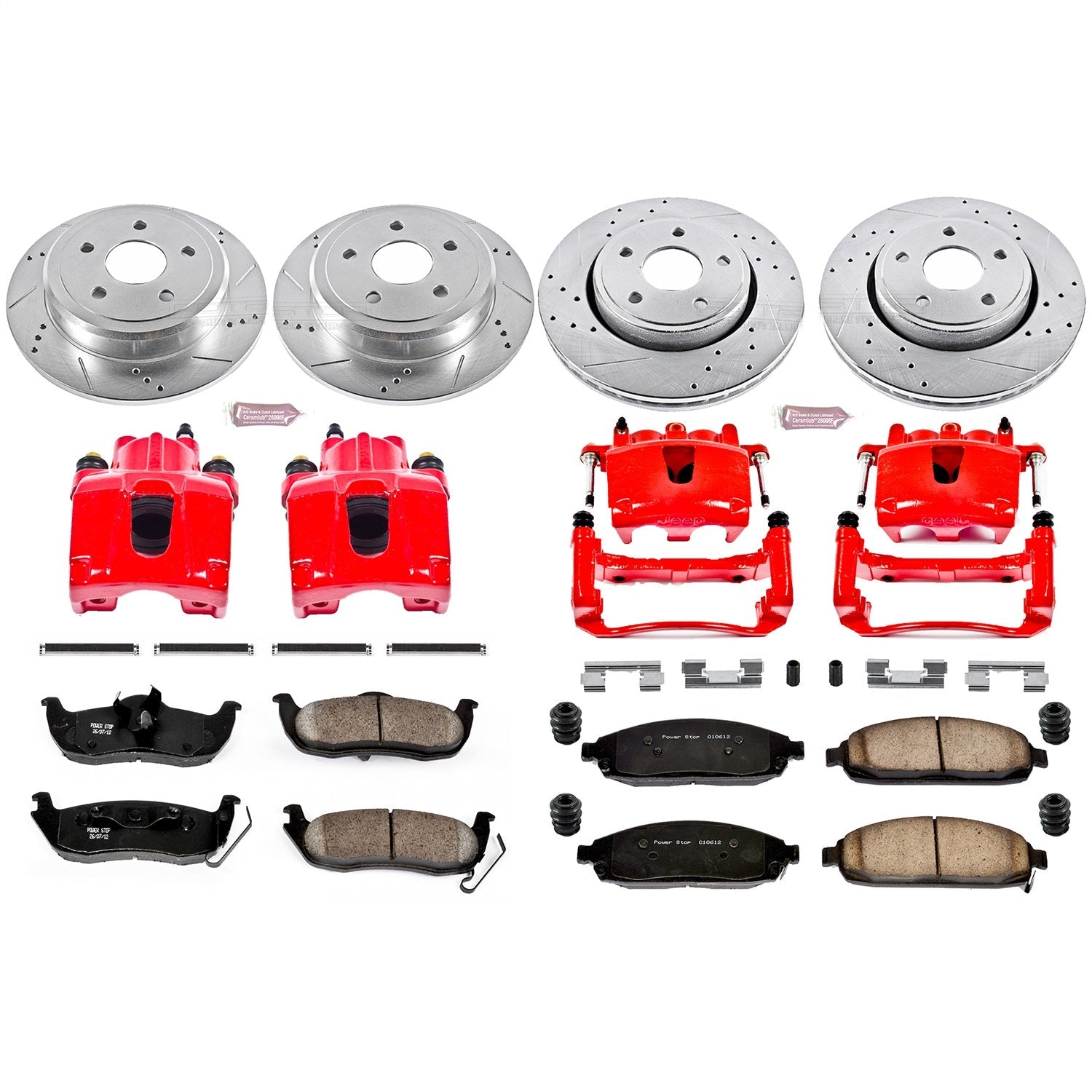 PowerStop Front & Rear Z23 Evolution Sport Brake Kit w/ Calipers | Jeep Commander (2006–2010) (KC2220)