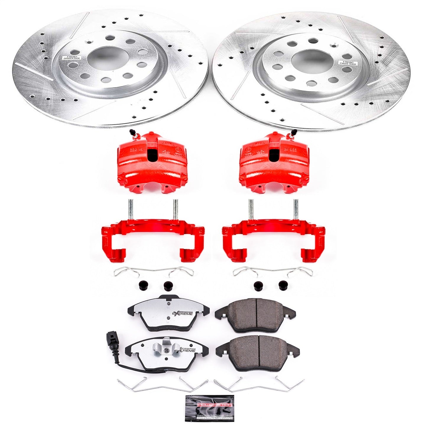PowerStop Front Z26 Street Warrior Brake Kit w/ Calipers | Audi A3 (2006–2009) (KC2259A-26)