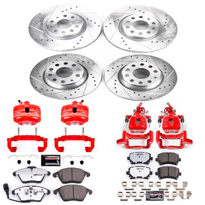PowerStop Front & Rear Z26 Street Warrior Brake Kit w/ Calipers | Audi A3 (2009) (KC2260B-26)