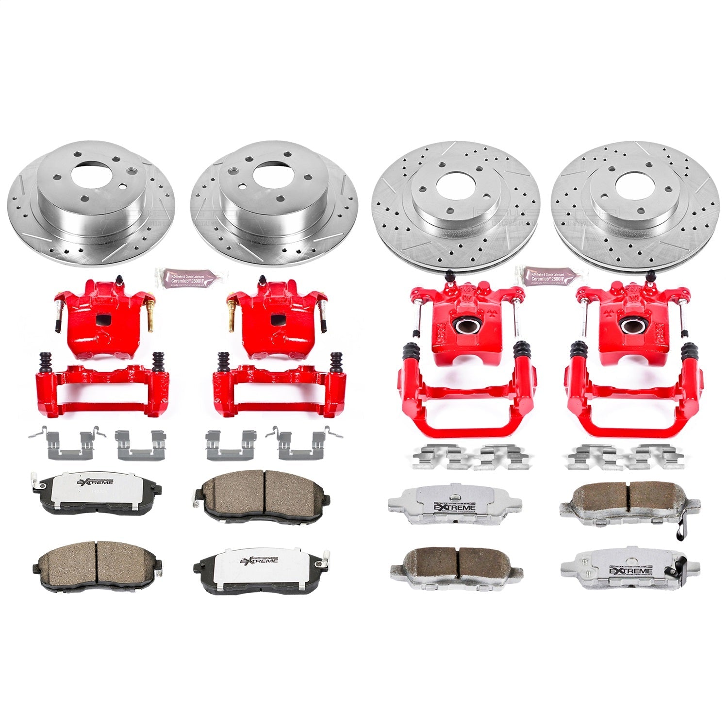 PowerStop Front & Rear Z26 Street Warrior Brake Kit w/ Calipers | Nissan Altima (2002–2006) (KC2283-26)