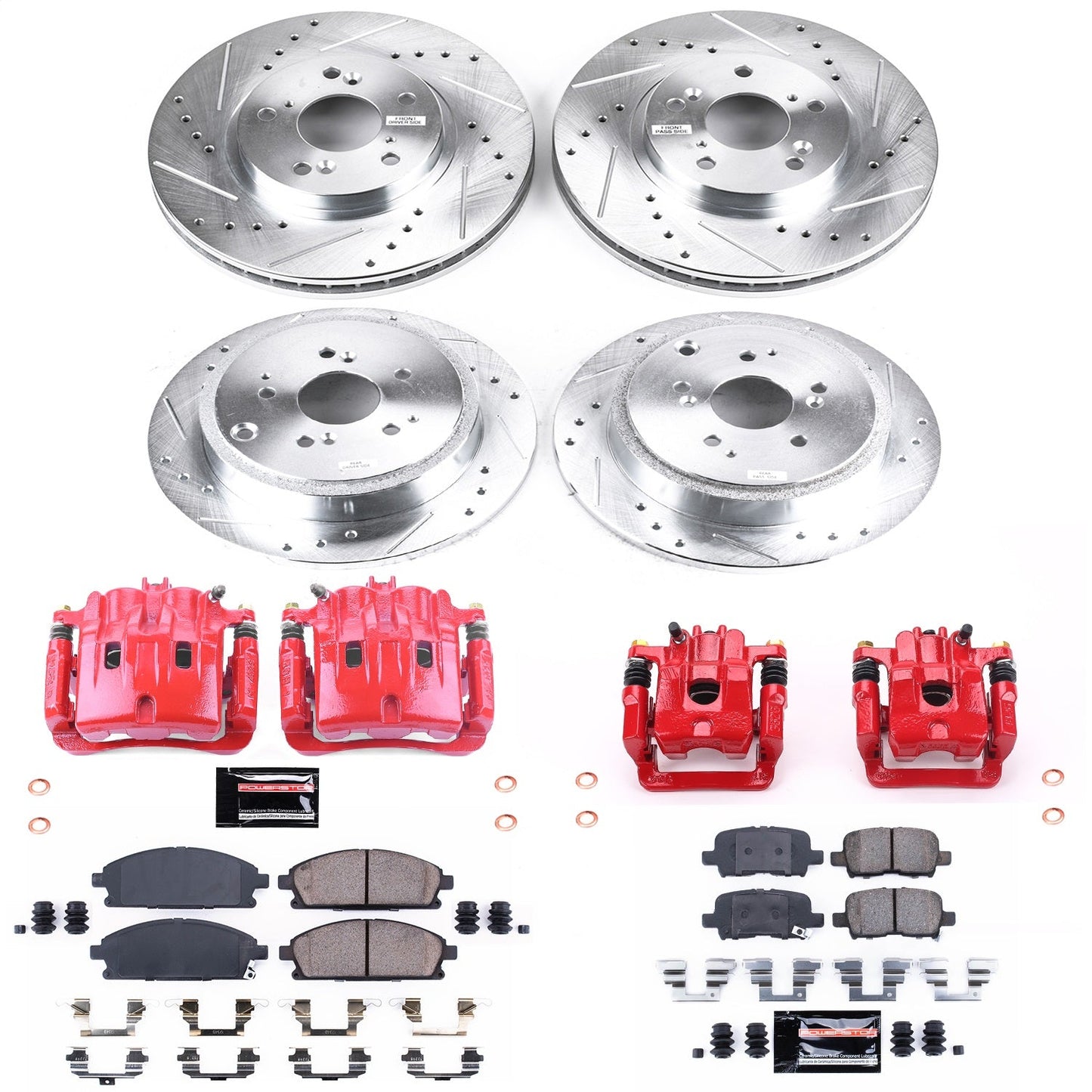 PowerStop Front & Rear Z23 Evolution Sport Brake Kit w/ Calipers | Acura MDX (2003–2006) (KC2291)