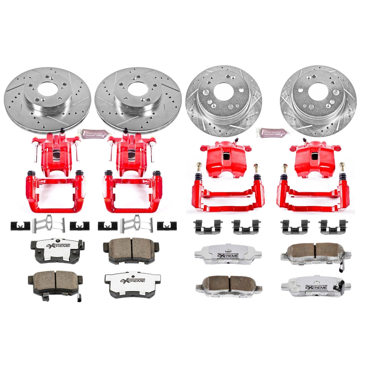 PowerStop Front & Rear Z26 Street Warrior Brake Kit w/ Calipers | Acura CL (2001–2003) (KC2296-26)