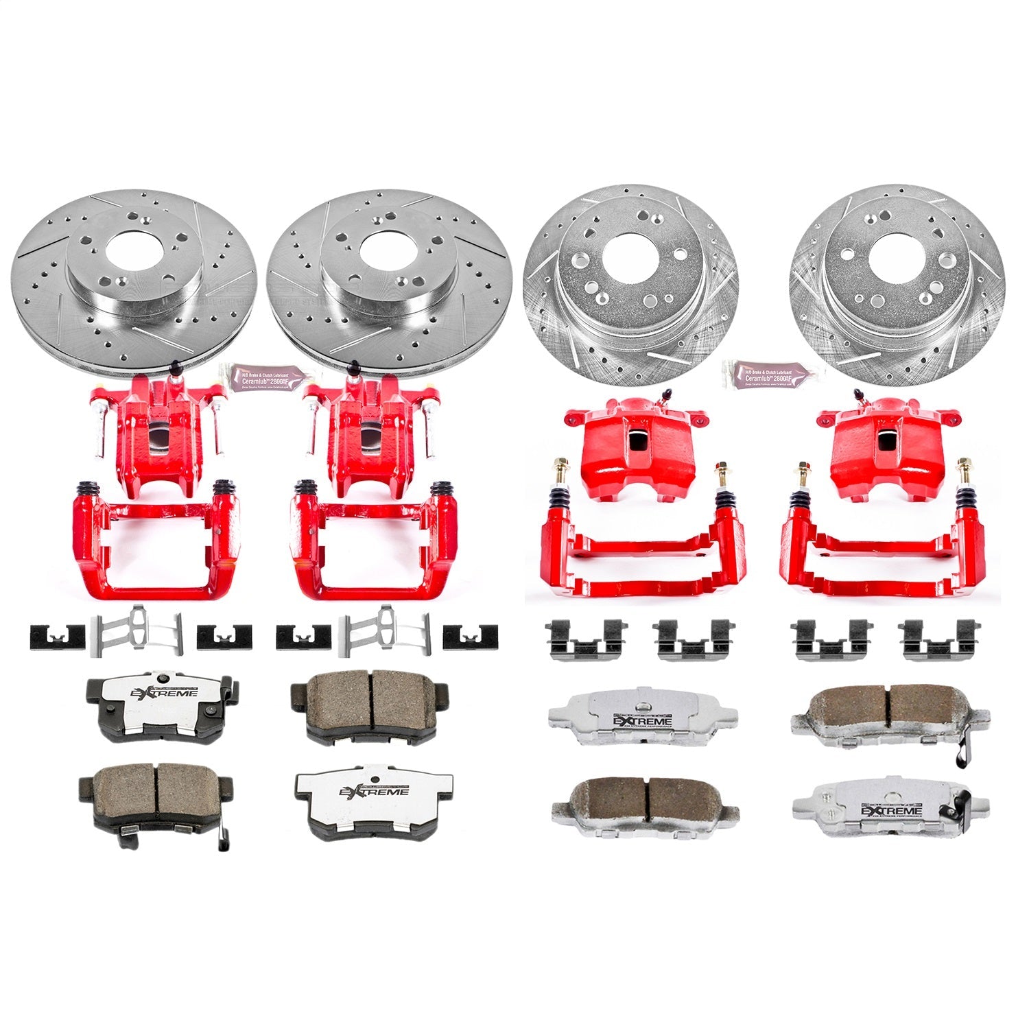 PowerStop Front & Rear Z26 Street Warrior Brake Kit w/ Calipers | Acura CL (2001–2003) (KC2296-26)