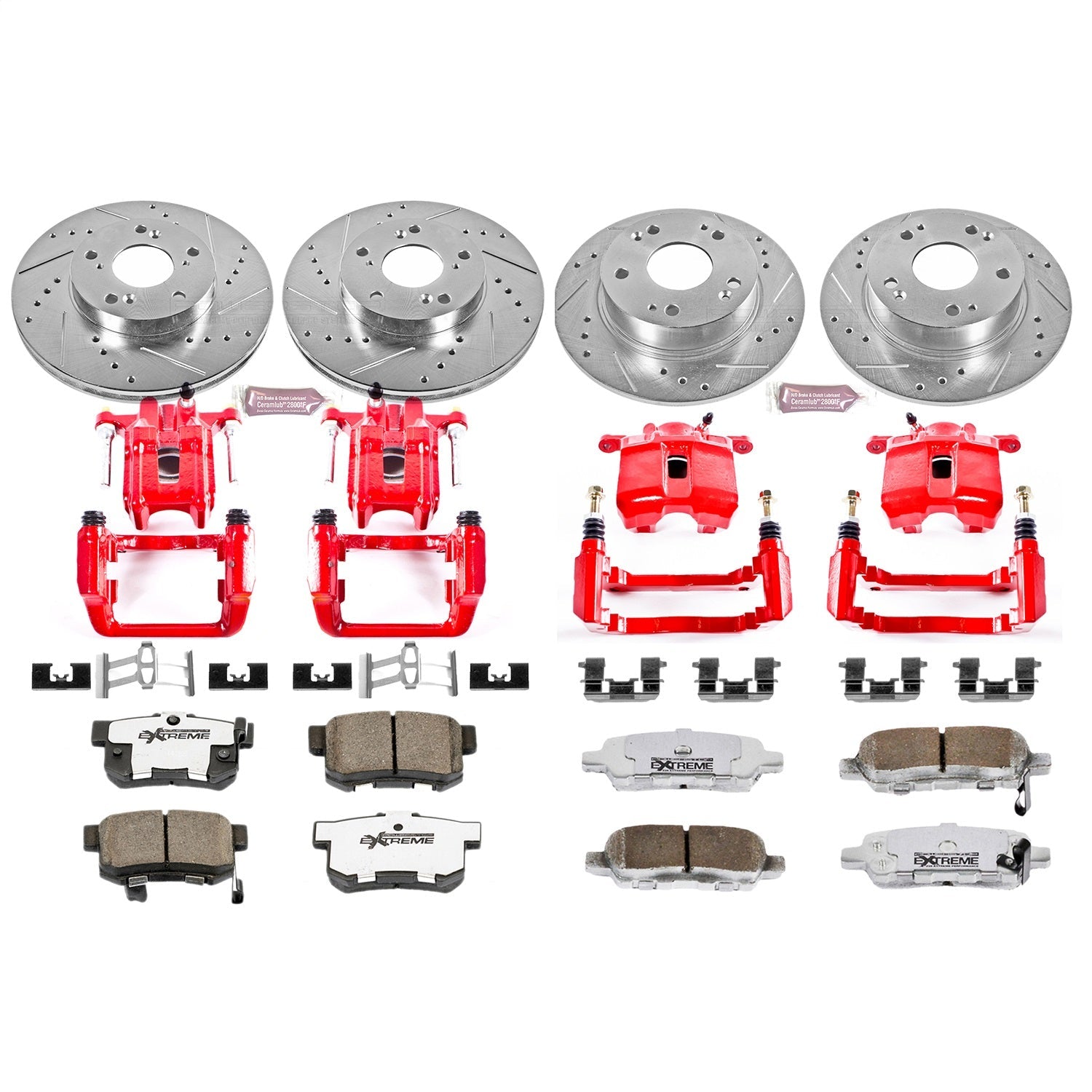 PowerStop Front & Rear Z26 Street Warrior Brake Kit w/ Calipers | Acura TSX (2004–2008) (KC2297-26)