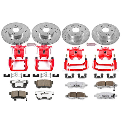PowerStop Front & Rear Z26 Street Warrior Brake Kit w/ Calipers | Acura TSX (2004–2008) (KC2297-26)