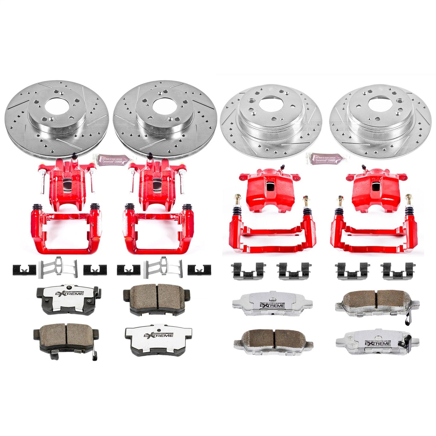 PowerStop Front & Rear Z26 Street Warrior Brake Kit w/ Calipers | Acura TL (2004–2008) (KC2298-26)