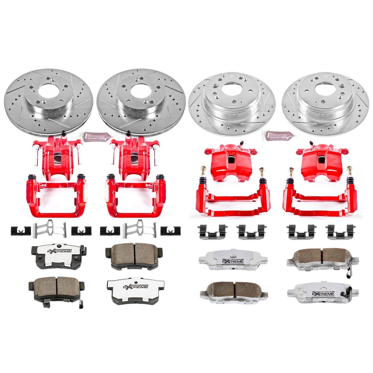 PowerStop Front & Rear Z26 Street Warrior Brake Kit w/ Calipers | Acura TL (2004–2008) (KC2298-26)