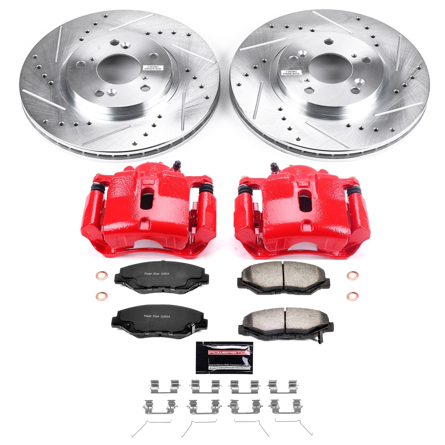 PowerStop Front Z36 Truck & Tow Brake Kit w/ Calipers | Honda Pilot (2003–2008) (KC2302-36)