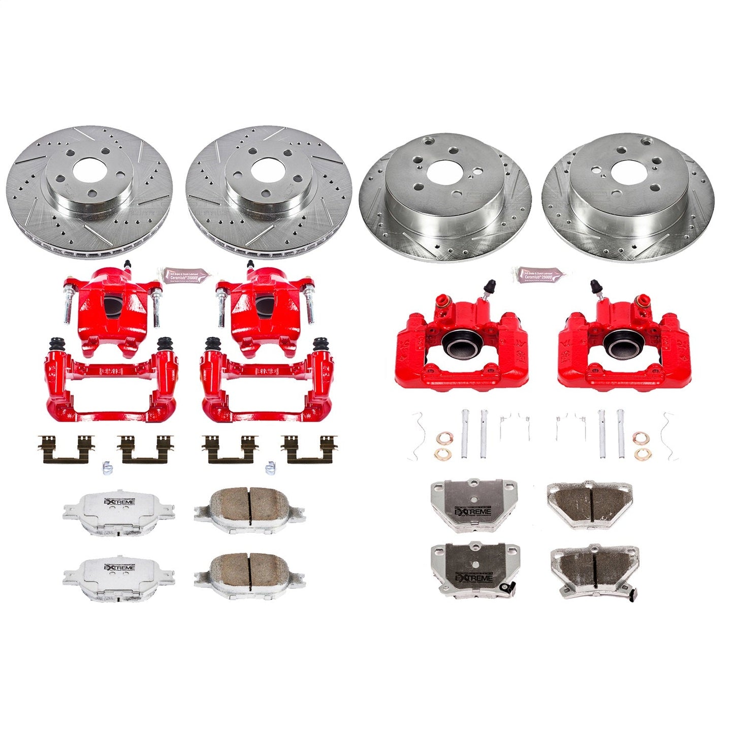 PowerStop Front & Rear Z26 Street Warrior Brake Kit w/ Calipers | Toyota Celica (2003–2005) (KC2314A-26)