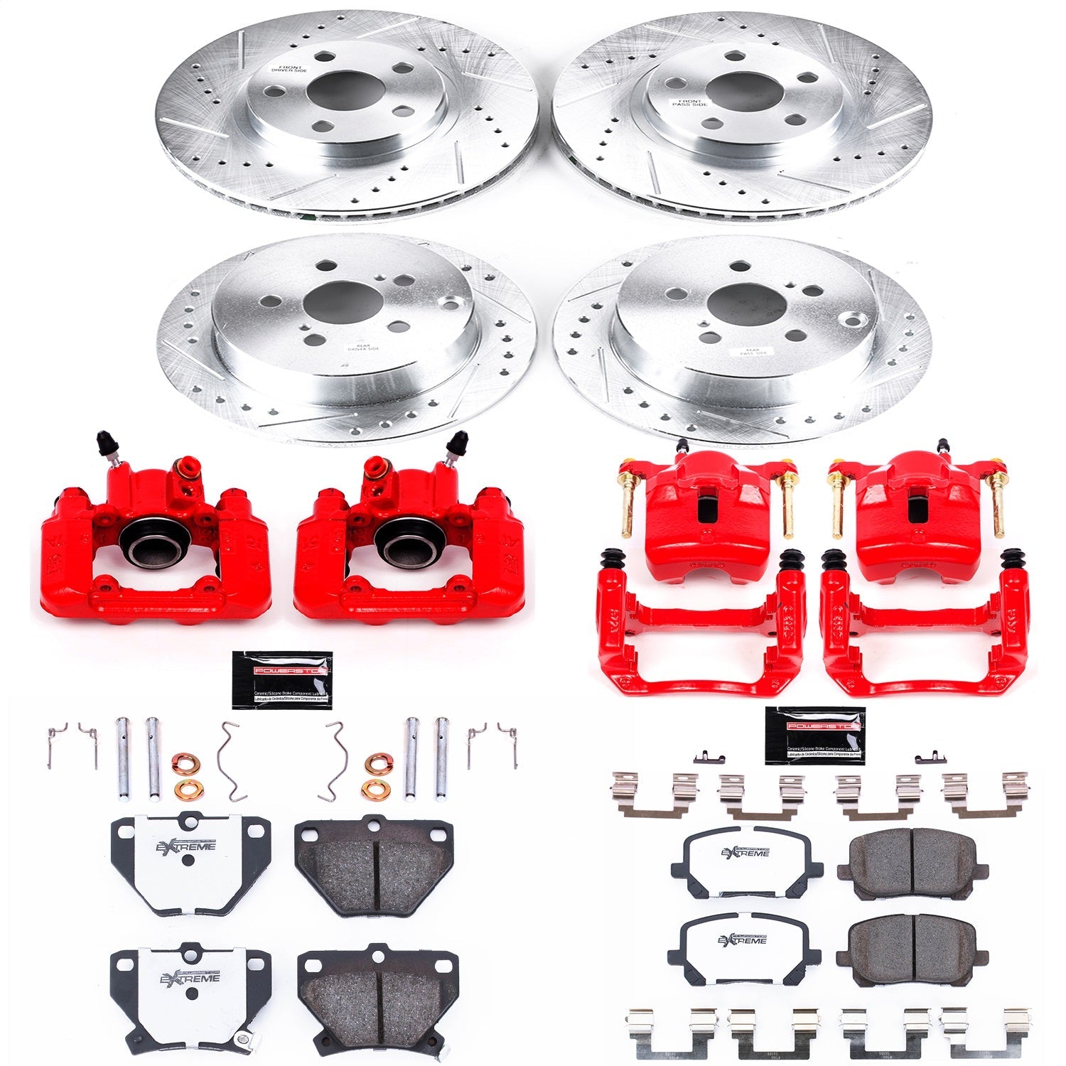 PowerStop Front & Rear Z26 Street Warrior Brake Kit w/ Calipers | Pontiac Vibe (2003–2006) (KC2317-26)