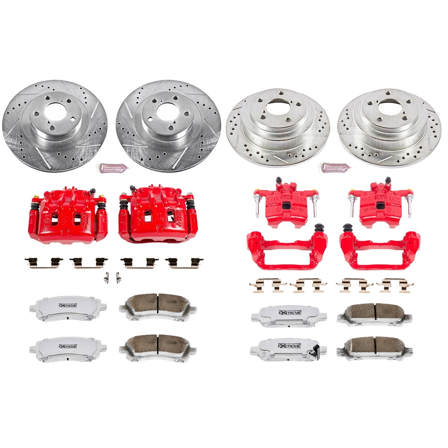 PowerStop Front & Rear Z26 Street Warrior Brake Kit w/ Calipers | Subaru Impreza (2002–2003) (KC2371-26)