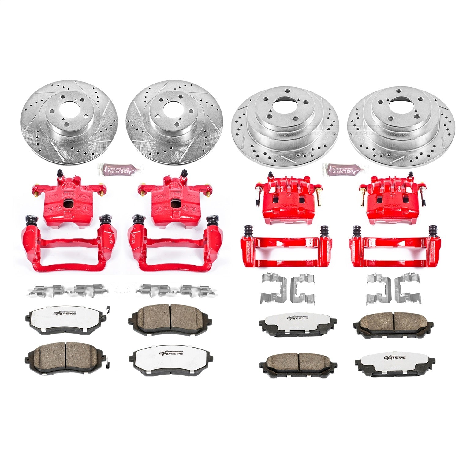 PowerStop Front & Rear Z26 Street Warrior Brake Kit w/ Calipers | Saab 9-2X (2005–2006) (KC2376-26)