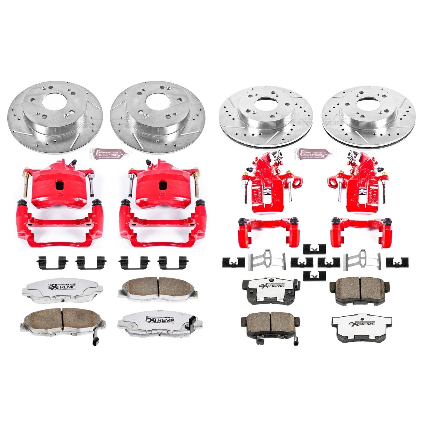 PowerStop Front & Rear Z26 Street Warrior Brake Kit w/ Calipers | Honda Civic 2006–2011 (KC2385-26)