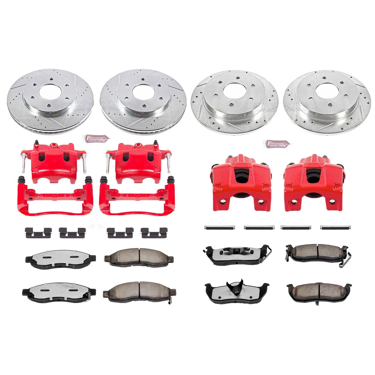 PowerStop Front and Rear Z36 Truck & Tow Kit w/ Calipers | Nissan Titan (2004–2005) (KC2443-36)