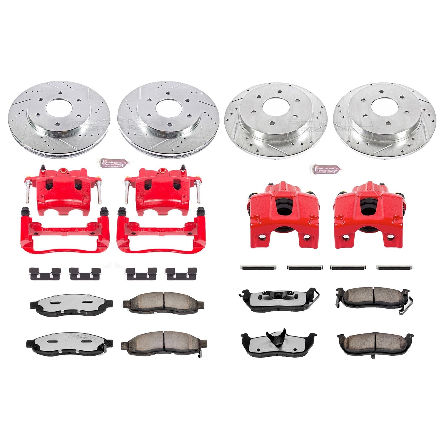 PowerStop Front and Rear Z36 Truck & Tow Kit w/ Calipers | Nissan Titan (2004–2005) (KC2443-36)